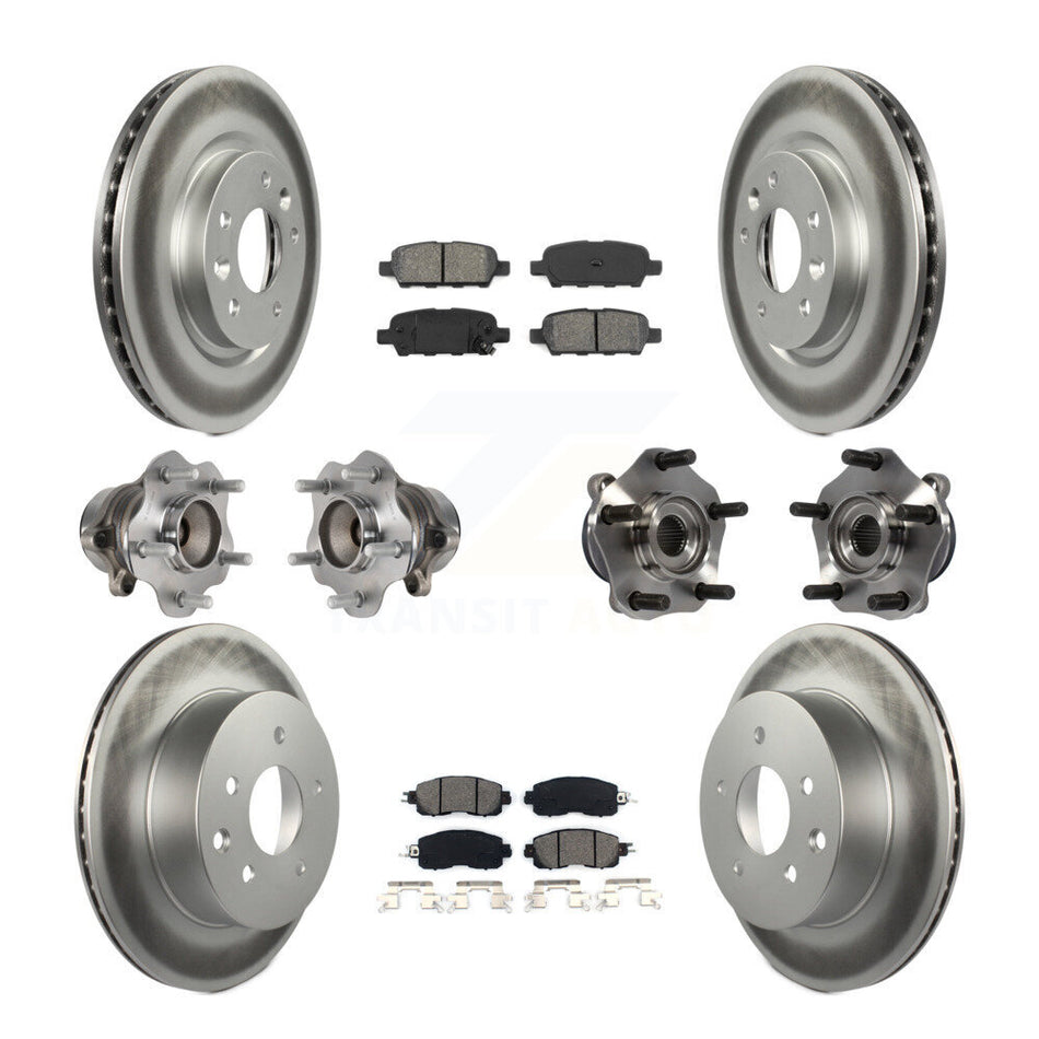 Front Rear Hub Bearings Assembly Coated Disc Brake Rotors And Semi-Metallic Pads Kit (10Pc) For Nissan LEAF KBB-113853