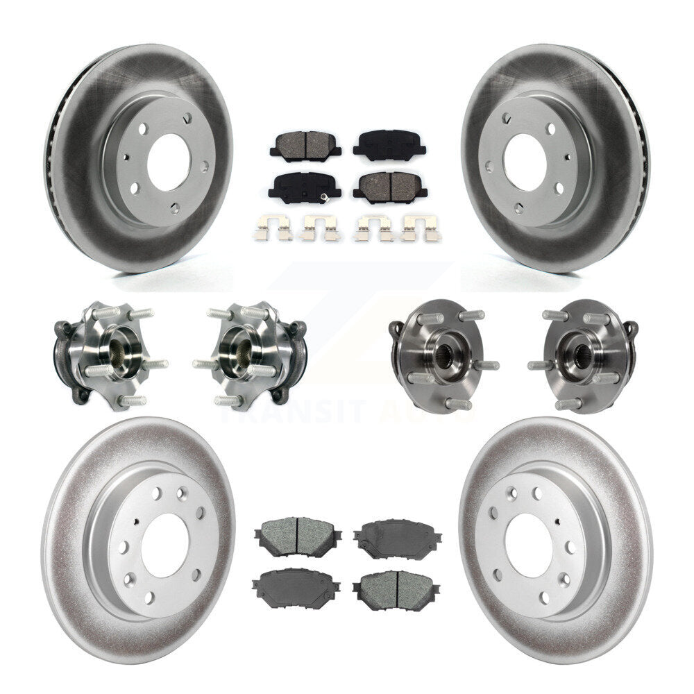 Front Rear Hub Bearings Coated Disc Brake Rotors And Pads Kit (10Pc) For Mazda 3 Sport KBB-113856
