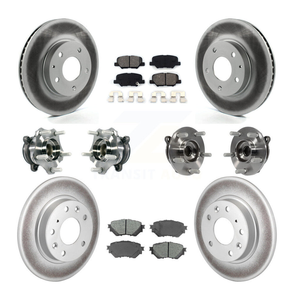 Front Rear Hub Bearings Coated Disc Brake Rotors And Pads Kit (10Pc) For Mazda 3 Sport KBB-113856