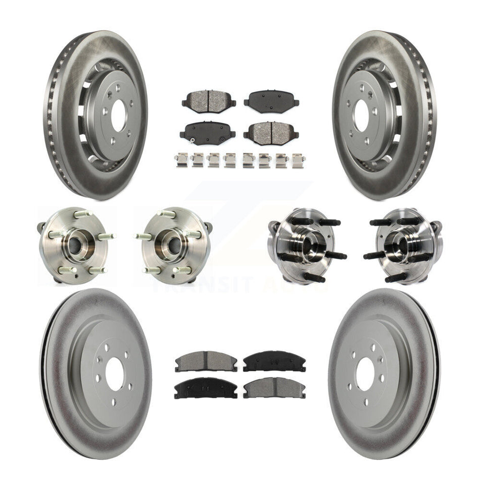 Front Rear Hub Bearings Assembly Coated Disc Brake Rotors And Semi-Metallic Pads Kit (10Pc) For Ford Taurus Police Interceptor Sedan Special Service KBB-113860