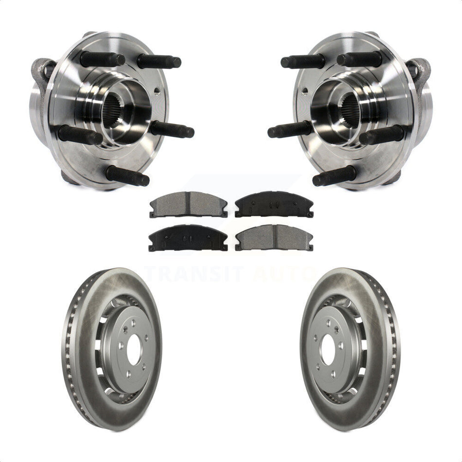 Front Hub Bearing Assembly With Coated Disc Brake Rotors And Semi-Metallic Pads Kit For Ford Taurus Police Interceptor Sedan Special Service KBB-113868