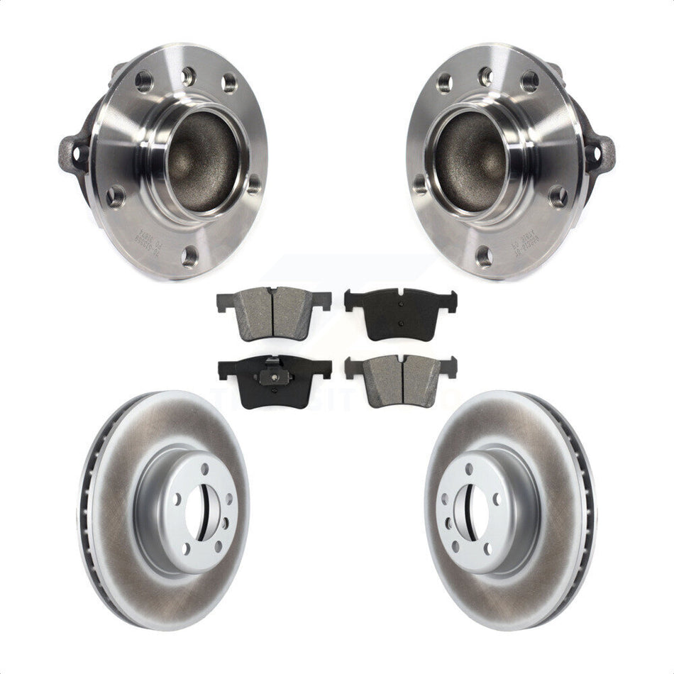Front Hub Bearing Assembly With Coated Disc Brake Rotors And Semi-Metallic Pads Kit For BMW 435i 335i Gran Coupe Without Blue Painted Calipers KBB-113871