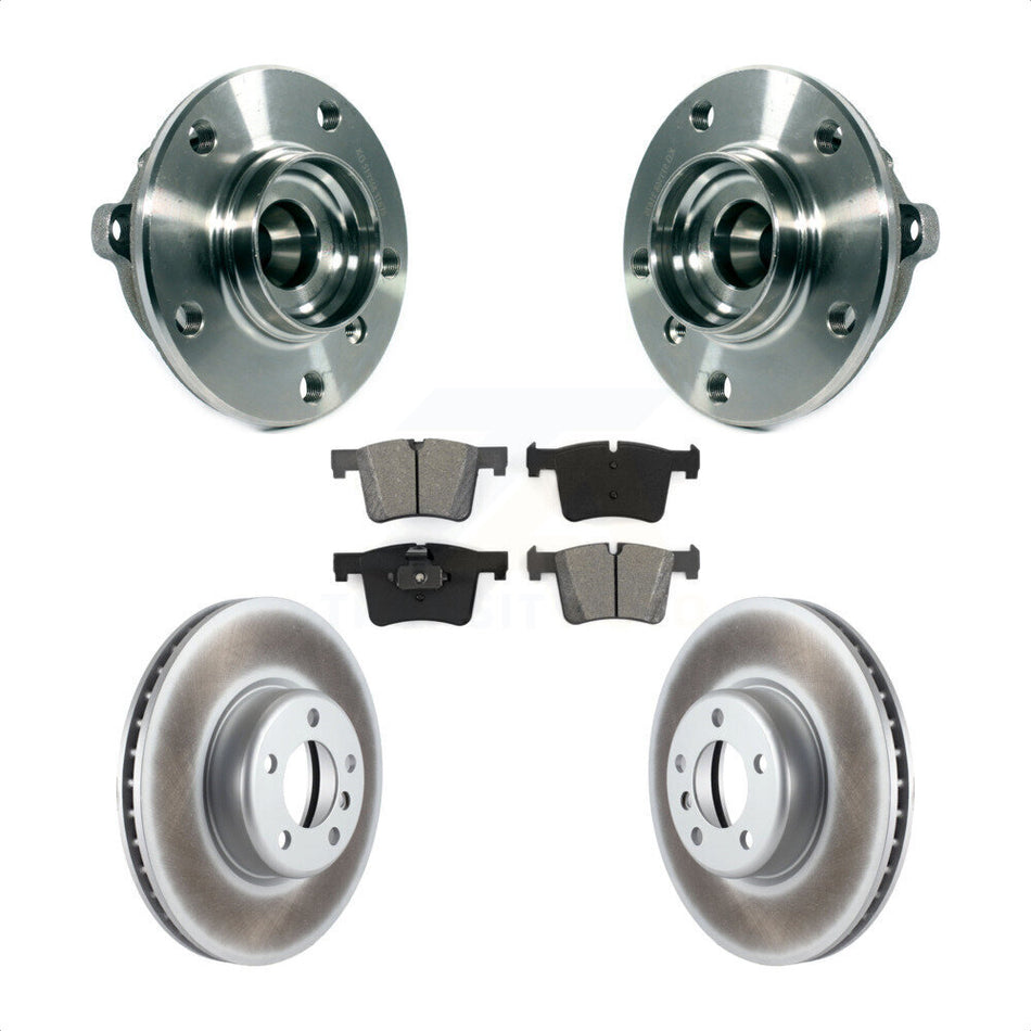 Front Hub Bearing Assembly With Coated Disc Brake Rotors And Semi-Metallic Pads Kit For BMW 335i xDrive 328i GT 435i Gran Coupe KBB-113875