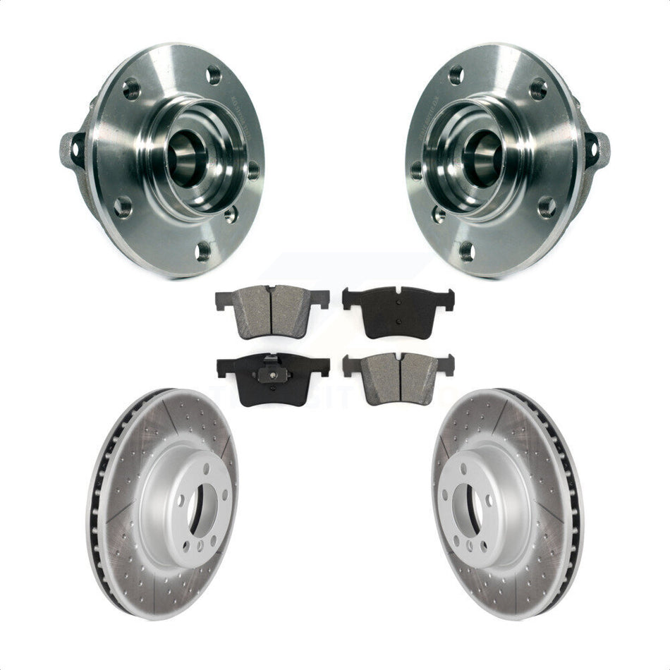 Front Hub Bearing Assembly With Coated Disc Brake Rotors And Semi-Metallic Pads Kit For BMW 335i xDrive 328i GT 435i Gran Coupe KBB-113876