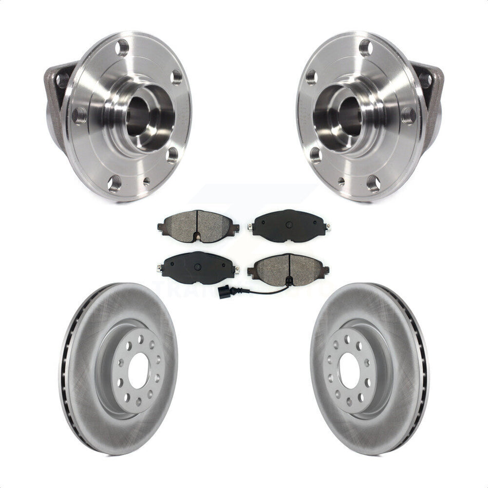 Front Hub Bearing Assembly With Coated Disc Brake Rotors And Semi-Metallic Pads Kit For Volkswagen GTI Audi Golf Alltrack A3 Sportback e-tron TT Quattro KBB-113878