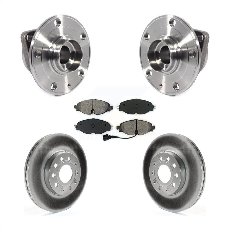 Front Hub Bearing Assembly With Coated Disc Brake Rotors And Semi-Metallic Pads Kit For Volkswagen Jetta Golf SportWagen Audi A3 KBB-113879