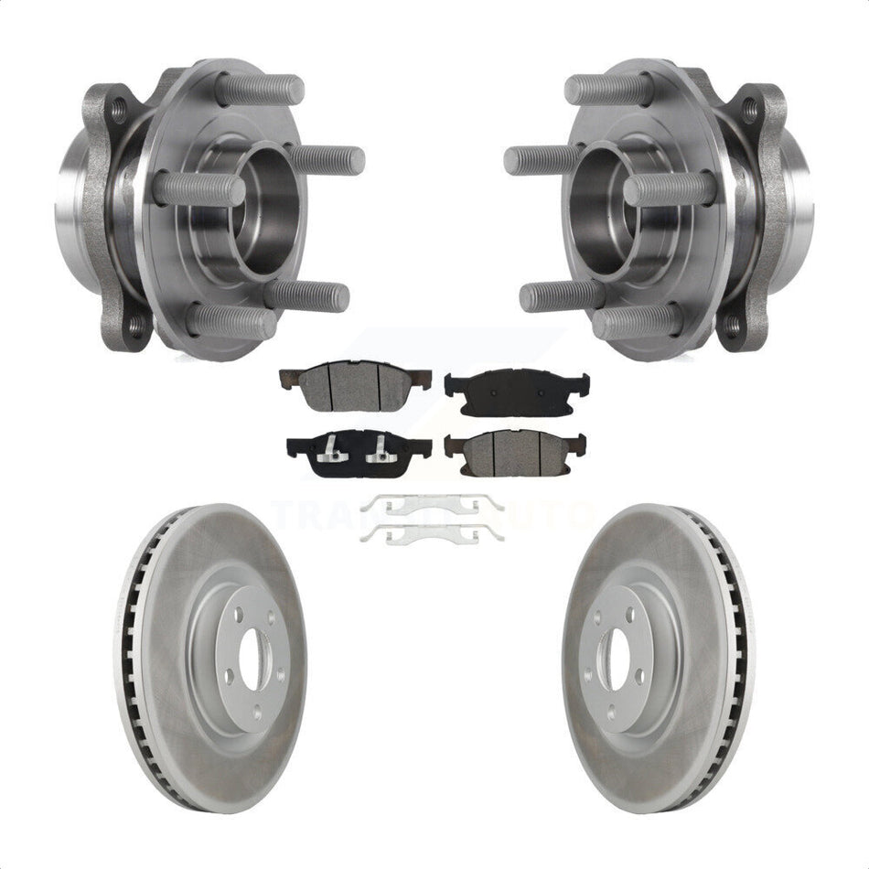 Front Hub Bearing Assembly With Coated Disc Brake Rotors And Semi-Metallic Pads Kit For Ford Edge KBB-113880