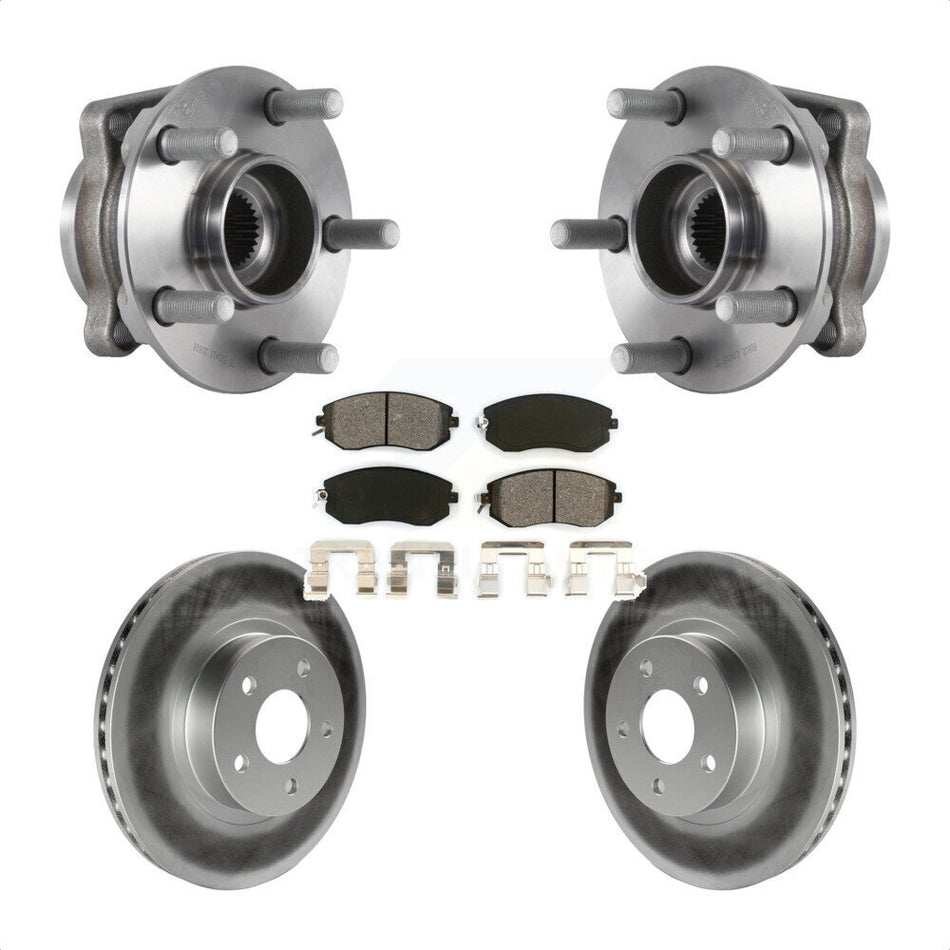 Front Hub Bearing Assembly With Coated Disc Brake Rotors And Semi-Metallic Pads Kit For Subaru Impreza KBB-113882