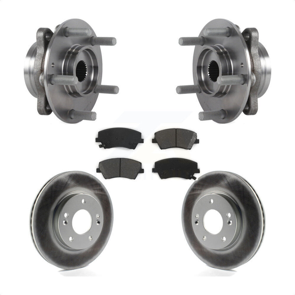 Front Hub Bearing Assembly With Coated Disc Brake Rotors And Semi-Metallic Pads Kit For Hyundai Elantra KBB-113886