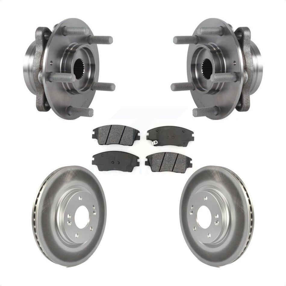Front Hub Bearing Assembly With Coated Disc Brake Rotors And Semi-Metallic Pads Kit For 2017-2020 Hyundai Elantra 1.6L KBB-113887