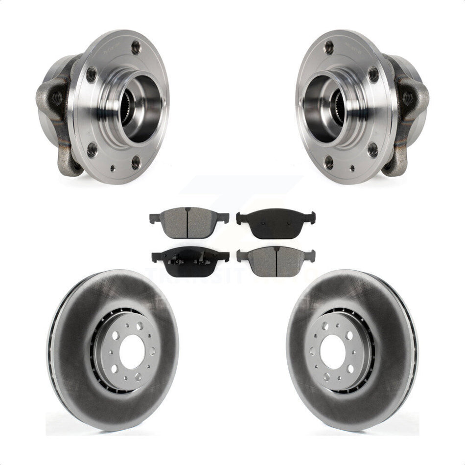 Front Hub Bearing Assembly With Coated Disc Brake Rotors And Semi-Metallic Pads Kit For 2008-2014 Volvo XC90 328mm Diameter Rotor KBB-113891