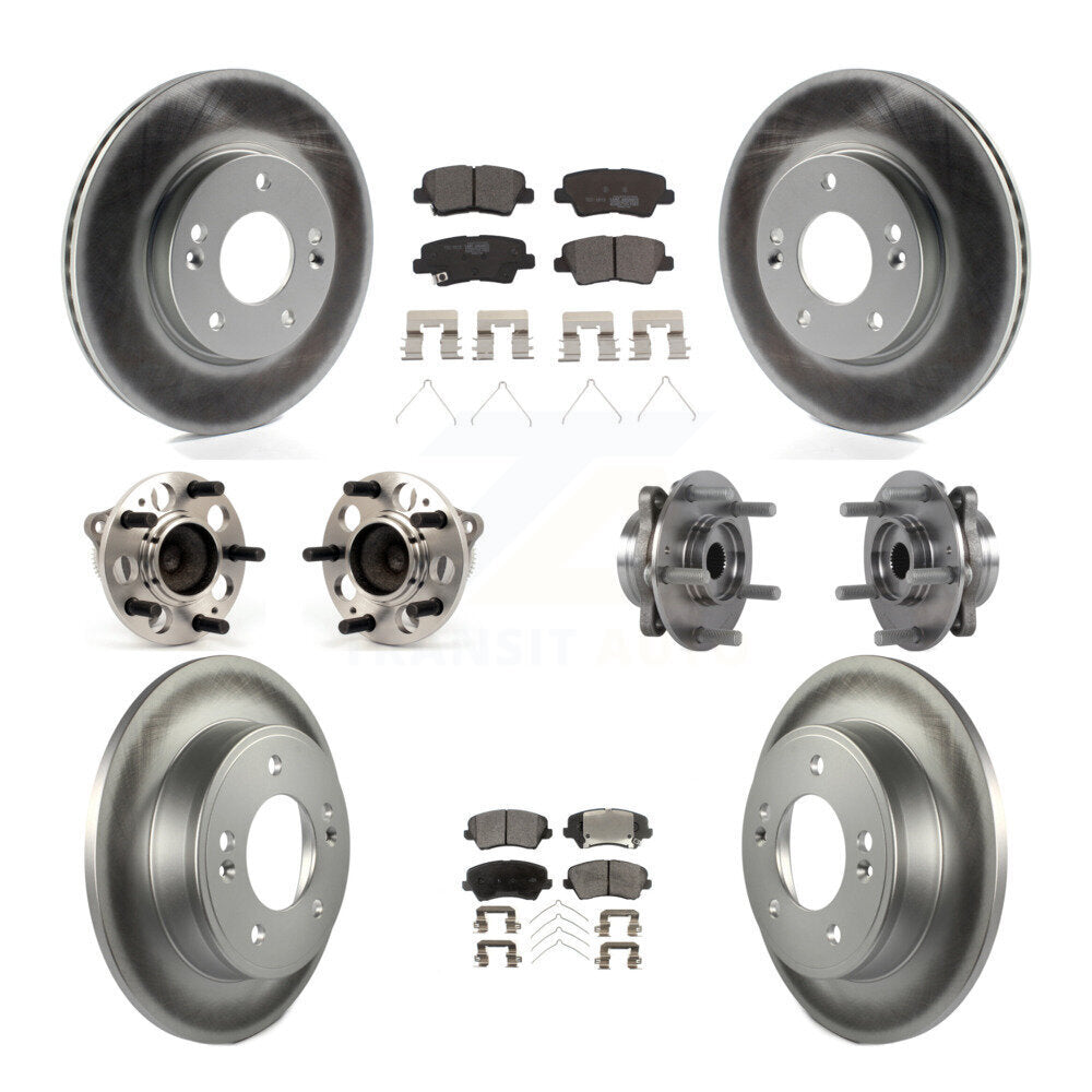 Front Rear Hub Bearing Coated Disc Brake Rotor Pad Kit (10Pc) For 2017 Hyundai Elantra GT KBB-113922