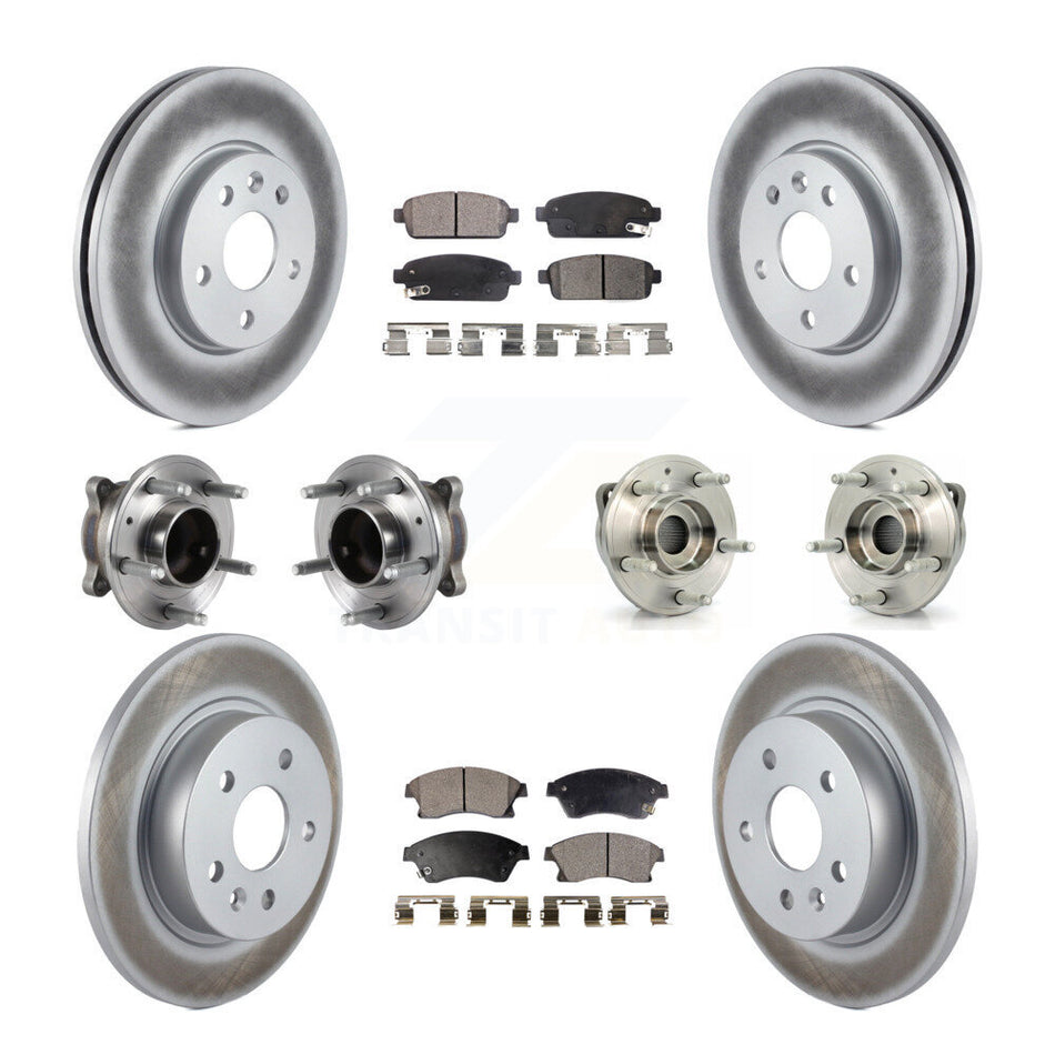 Front Rear Hub Bearings Assembly Coated Disc Brake Rotors And Ceramic Pads Kit (10Pc) For 2014-2015 Chevrolet Cruze GAS engine With 16" Factory Wheels KBB-113924