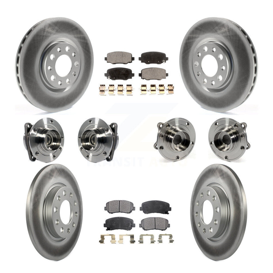 Front Rear Hub Bearings Assembly Coated Disc Brake Rotors And Ceramic Pads Kit (10Pc) For 2015-2017 Chrysler 200 FWD With 305mm Diameter Rotor KBB-113926
