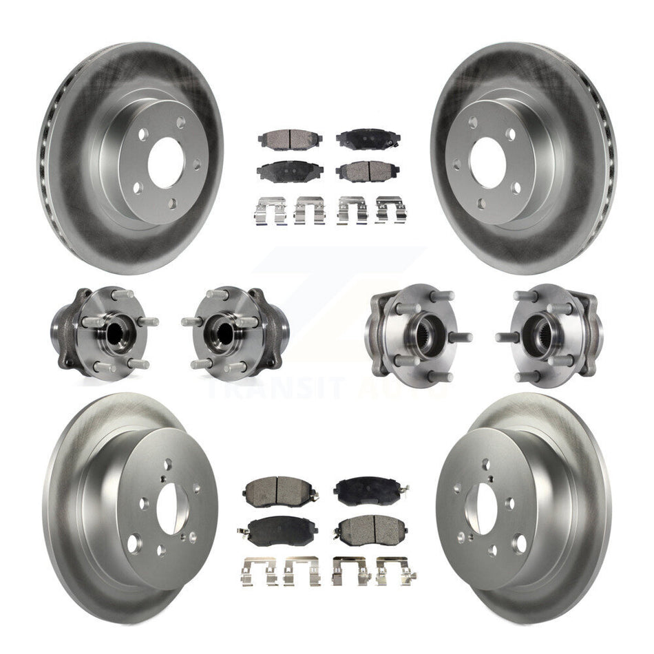 Front Rear Hub Bearings Assembly Coated Disc Brake Rotors And Ceramic Pads Kit (10Pc) For Subaru Impreza KBB-113928