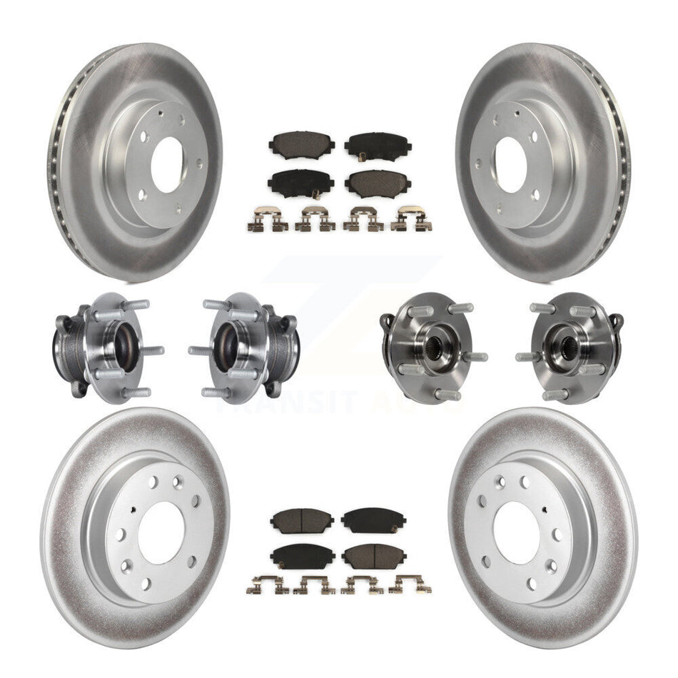 Front Rear Hub Bearings Assembly Coated Disc Brake Rotors And Ceramic Pads Kit (10Pc) For Mazda 3 Sport 2.5L KBB-113932