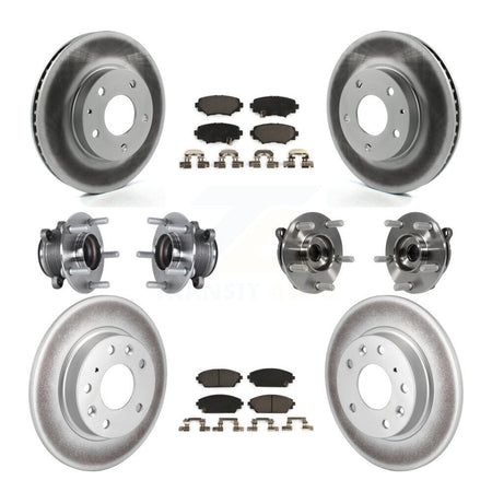 Front Rear Hub Bearings Coated Disc Brake Rotors And Pads Kit (10Pc) For Mazda 3 Sport KBB-113933