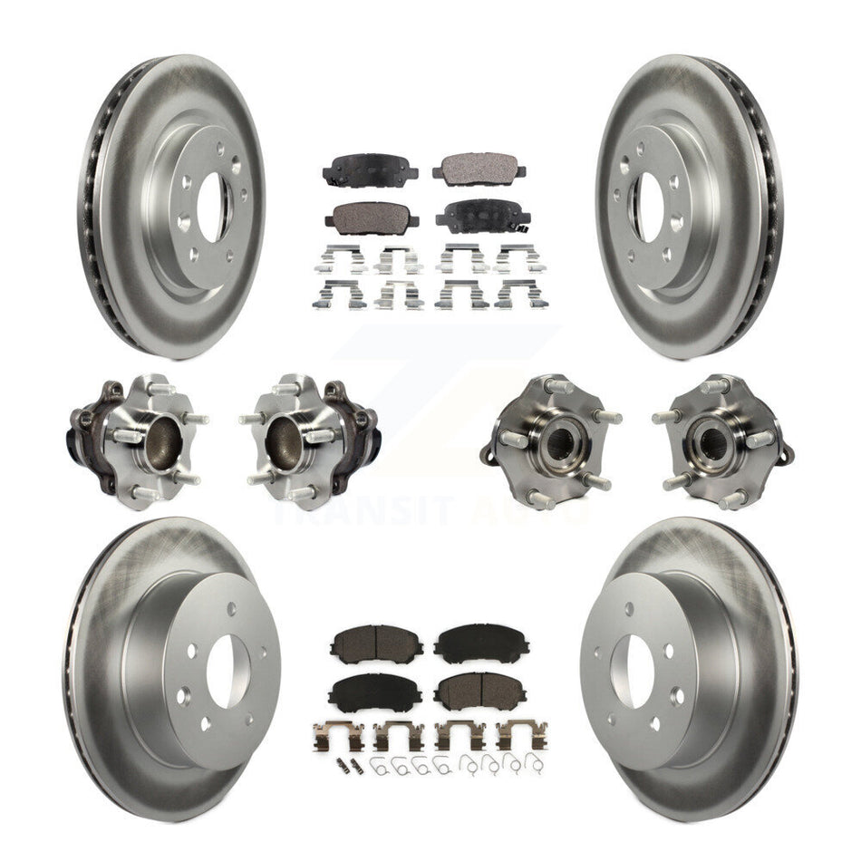 Front Rear Hub Bearings Assembly Coated Disc Brake Rotors And Ceramic Pads Kit (10Pc) For Nissan Rogue Sport Qashqai KBB-113934
