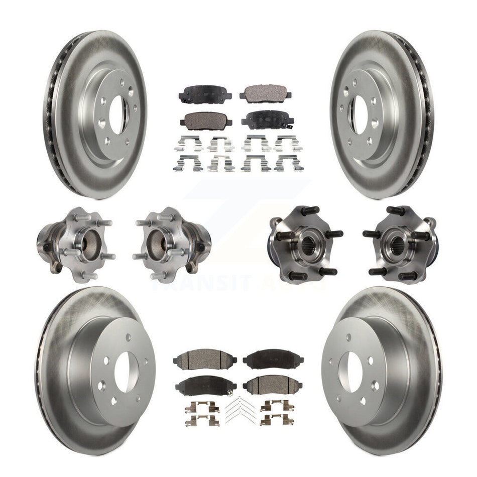 Front Rear Hub Bearings Assembly Coated Disc Brake Rotors And Ceramic Pads Kit (10Pc) For 2015 Nissan LEAF Vehicles Manufactured In Japan KBB-113937