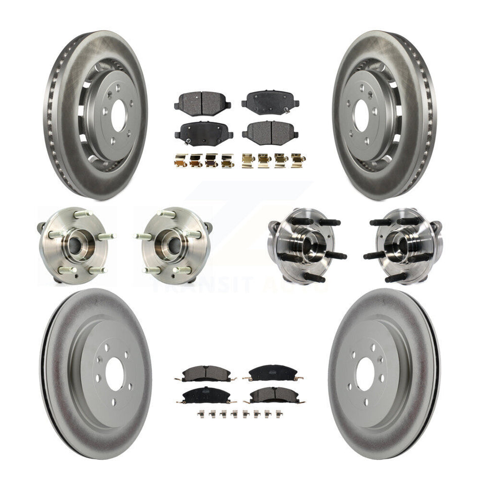 Front Rear Hub Bearings Assembly Coated Disc Brake Rotors And Ceramic Pads Kit (10Pc) For Ford Taurus Police Interceptor Sedan Special Service KBB-113952