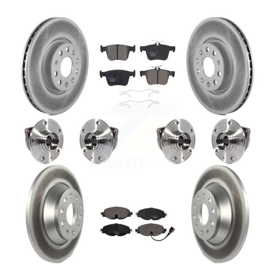 Front Rear Hub Bearings Assembly Coated Disc Brake Rotors And Ceramic Pads Kit (10Pc) For Audi TT Quattro KBB-113955