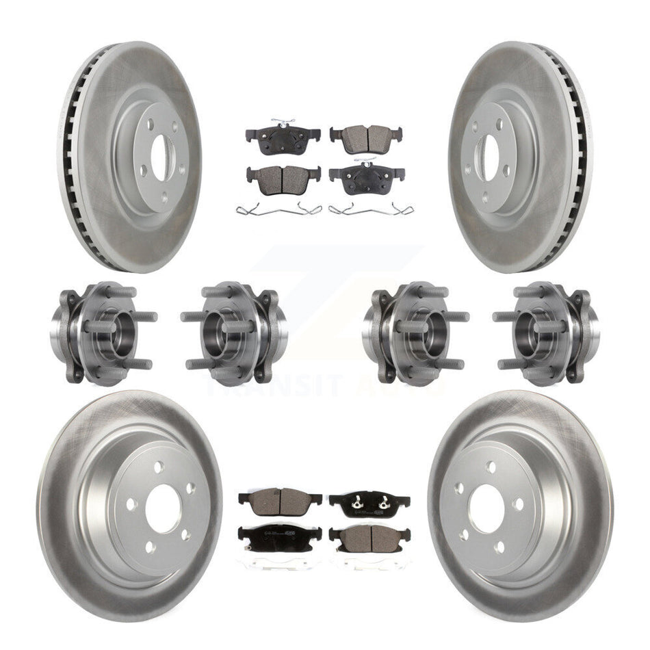 Front Rear Hub Bearing Coated Disc Brake Rotor Pad Kit (10Pc) For Lincoln Continental AWD KBB-113956
