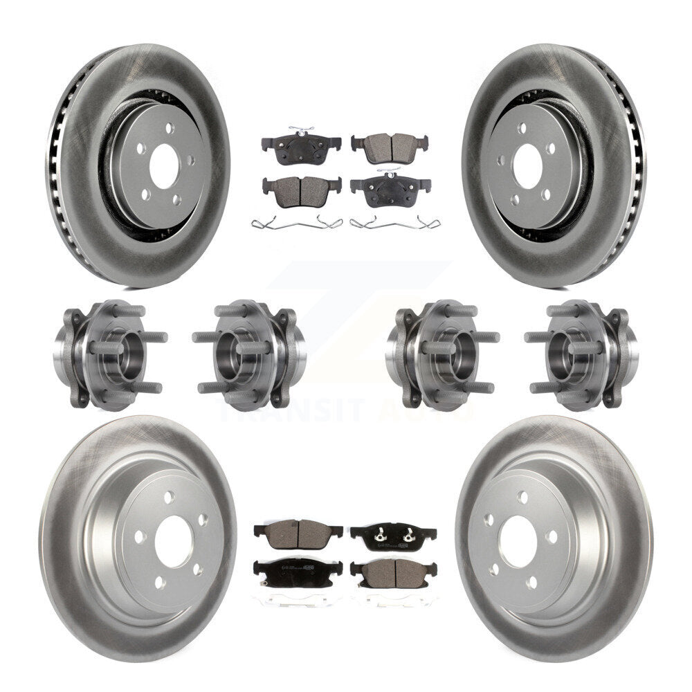 Front Rear Hub Bearing Coated Disc Brake Rotor Pad Kit (10Pc) For Lincoln Continental AWD KBB-113960