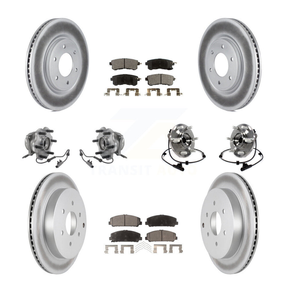 Front Rear Hub Bearings Assembly Coated Disc Brake Rotors And Ceramic Pads Kit (10Pc) For INFINITI Nissan Armada QX80 QX56 KBB-113961