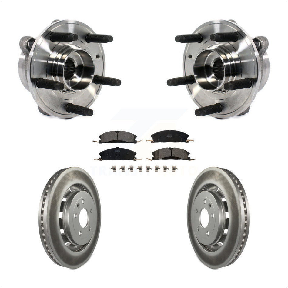Front Hub Bearing Assembly With Coated Disc Brake Rotors And Ceramic Pads Kit For Ford Taurus Police Interceptor Sedan Special Service KBB-113966