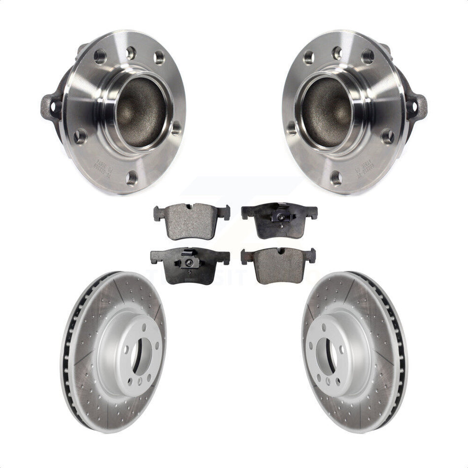 Front Hub Bearing Assembly With Coated Disc Brake Rotors And Ceramic Pads Kit For BMW 435i 335i Gran Coupe Without Blue Painted Calipers KBB-113971