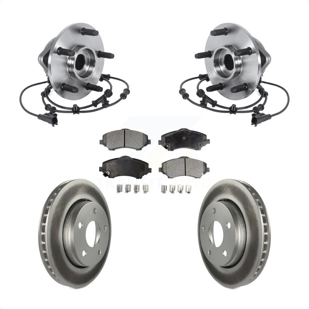 Front Hub Bearing Assembly Coated Disc Brake Rotor And Ceramic Pads Kit For Jeep Wrangler KBB-113979