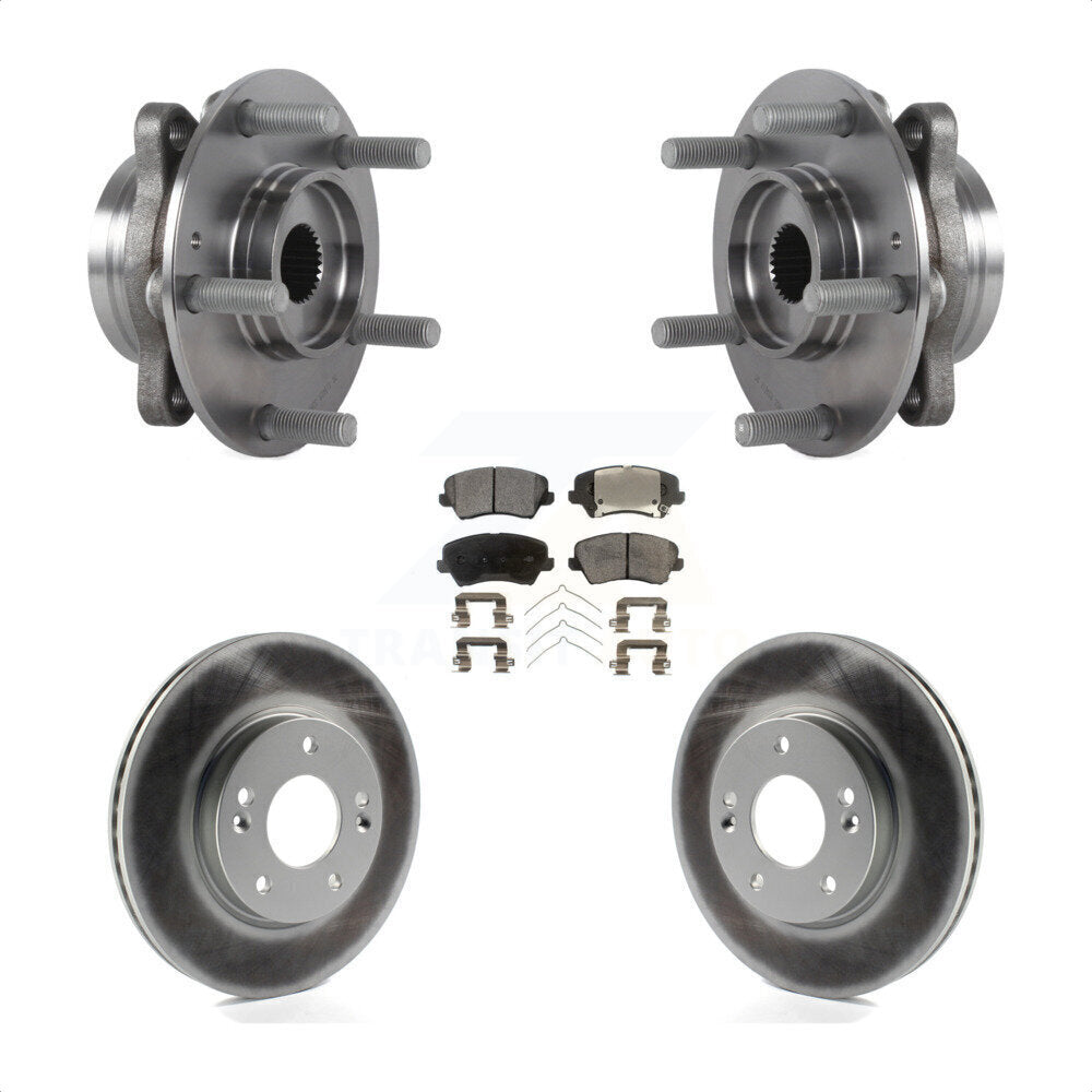 Front Hub Bearing Assembly Coated Brake Rotor And Pad Kit For Hyundai Veloster Elantra GT KBB-113994
