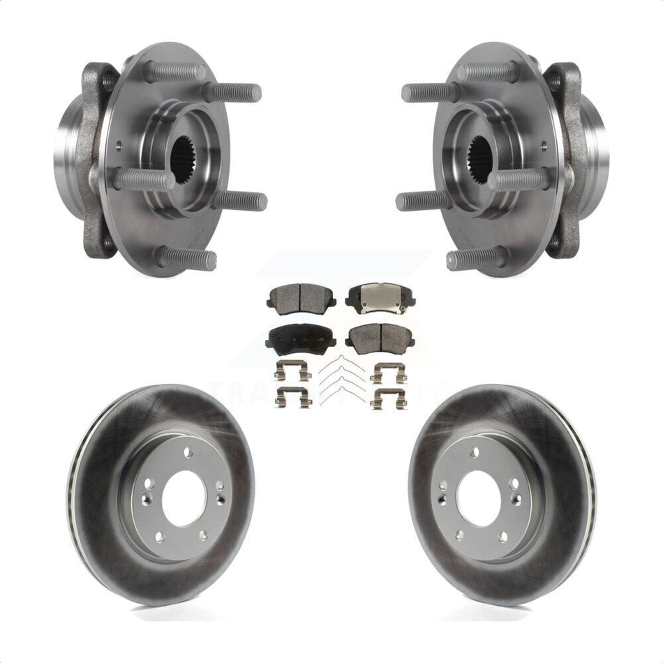 Front Hub Bearing Assembly Coated Brake Rotor And Pad Kit For Hyundai Veloster Elantra GT KBB-113994