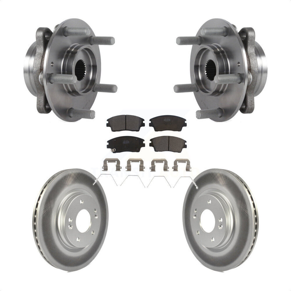 Front Hub Bearing Assembly With Coated Disc Brake Rotors And Ceramic Pads Kit For 2017-2020 Hyundai Elantra 1.6L KBB-113996