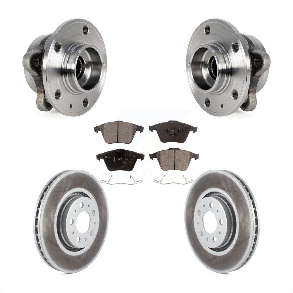 Front Hub Bearing Assembly With Coated Disc Brake Rotors And Ceramic Pads Kit For 2008-2014 Volvo XC90 316mm Diameter Rotor KBB-113998