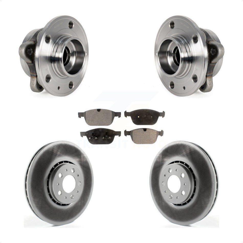 Front Hub Bearing Assembly With Coated Disc Brake Rotors And Ceramic Pads Kit For 2008-2014 Volvo XC90 328mm Diameter Rotor KBB-114000