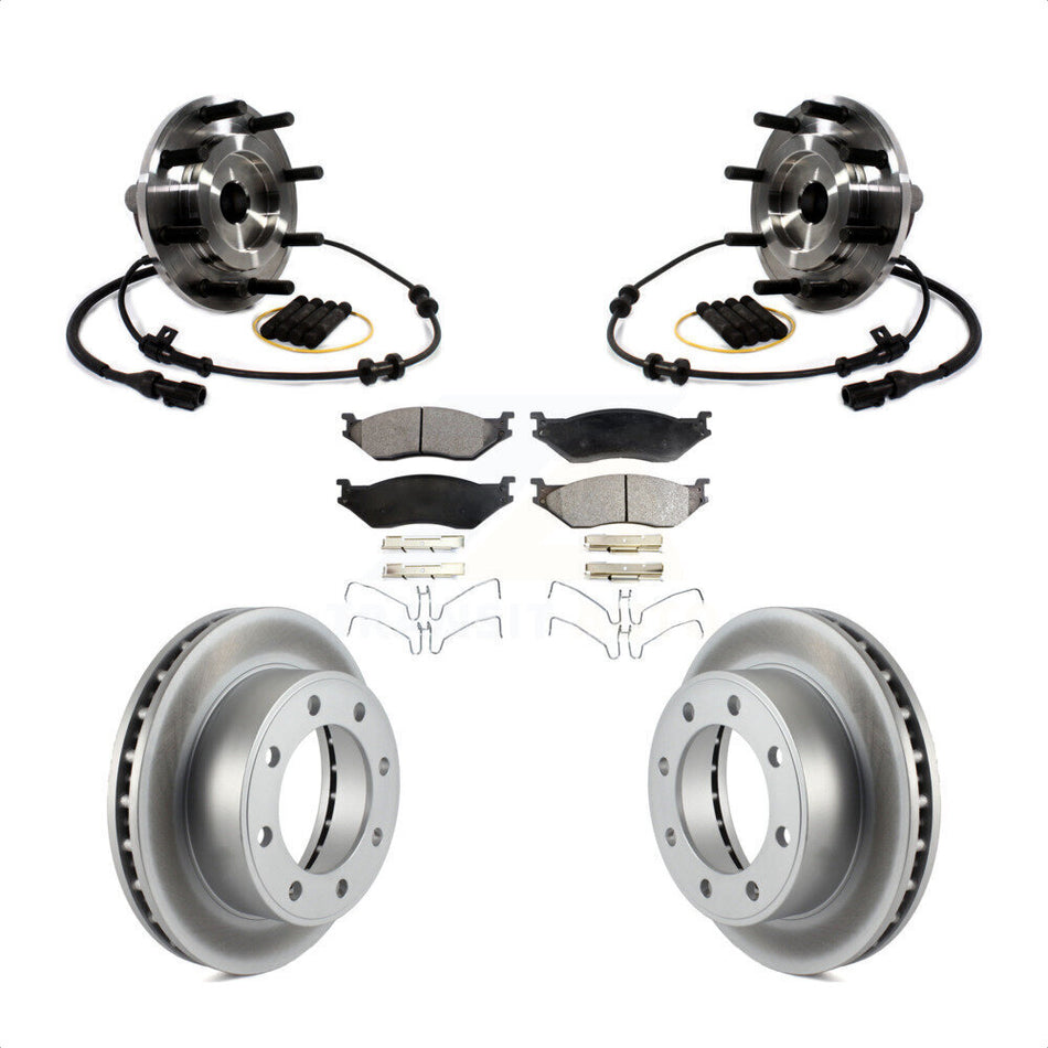 Front Hub Bearing Assembly With Coated Disc Brake Rotors And Ceramic Pads Kit For Ford F-450 Super Duty F-550 4 X 2 KBB-114002