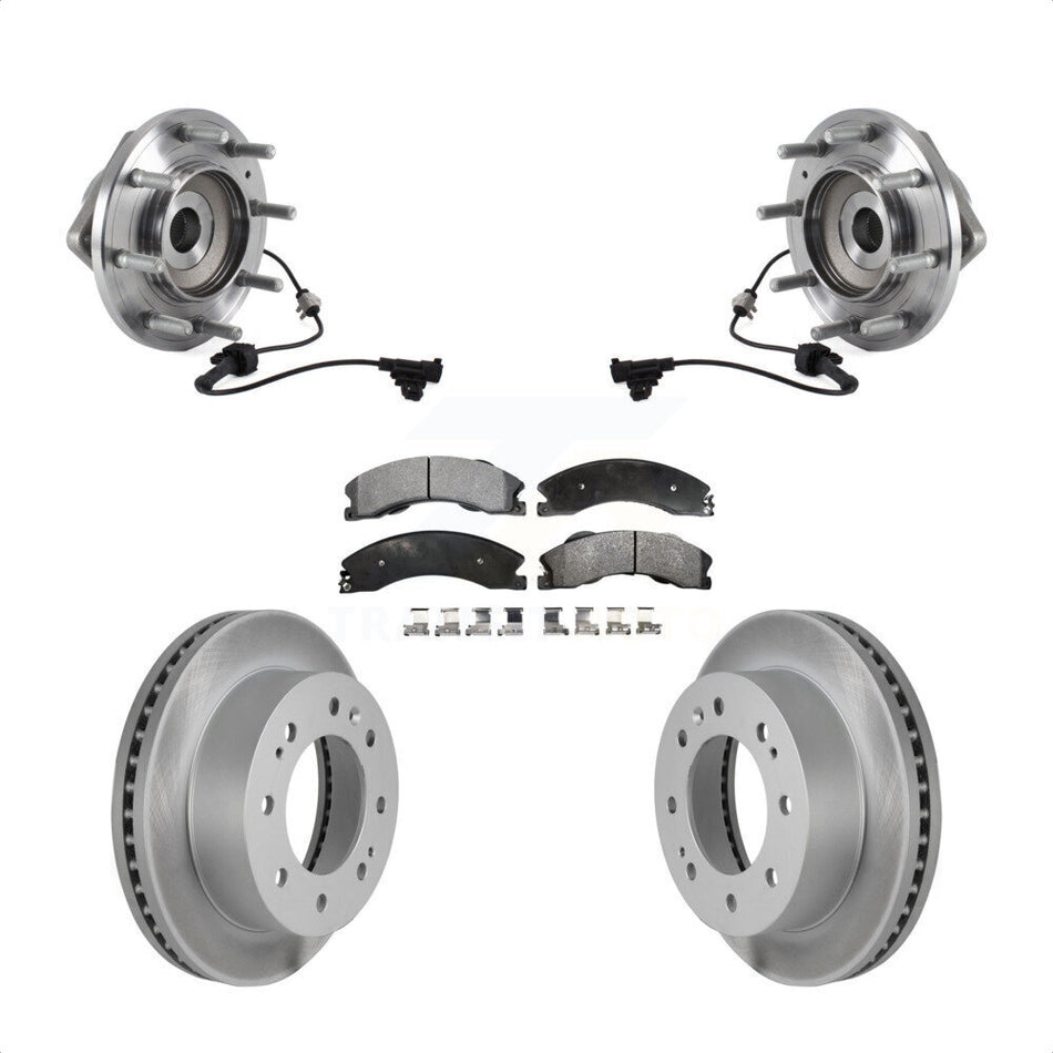 Front Hub Bearing Assembly With Coated Disc Brake Rotors And Ceramic Pads Kit For 2011-2019 Chevrolet Silverado 3500 HD GMC Sierra Dual Rear Wheels 4WD KBB-114005