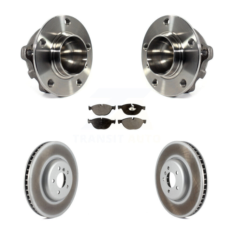 Front Hub Bearing Assembly With Coated Disc Brake Rotors And Ceramic Pads Kit For BMW 750Li 750i 550i GT xDrive KBB-114009
