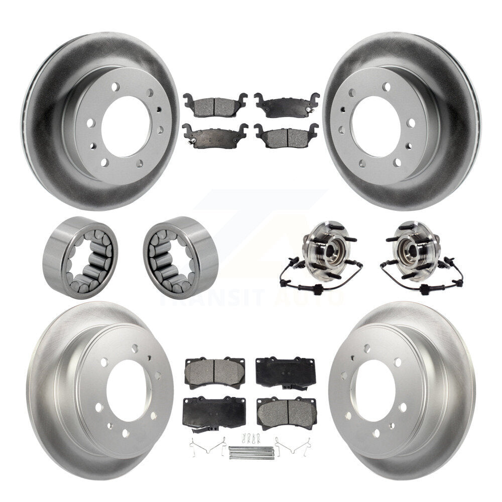 Front Rear Hub Bearing Coated Brake Rotor Pad Shoe Kit (10Pc) For 2009-2010 Hummer H3T H3 KBB-114041