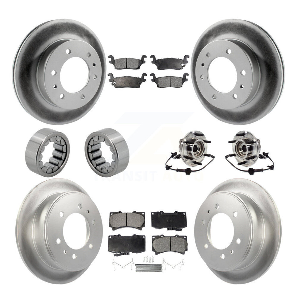 Front Rear Hub Bearing Coated Brake Rotor Pad Shoe Kit (10Pc) For 2009-2010 Hummer H3T H3 KBB-114041