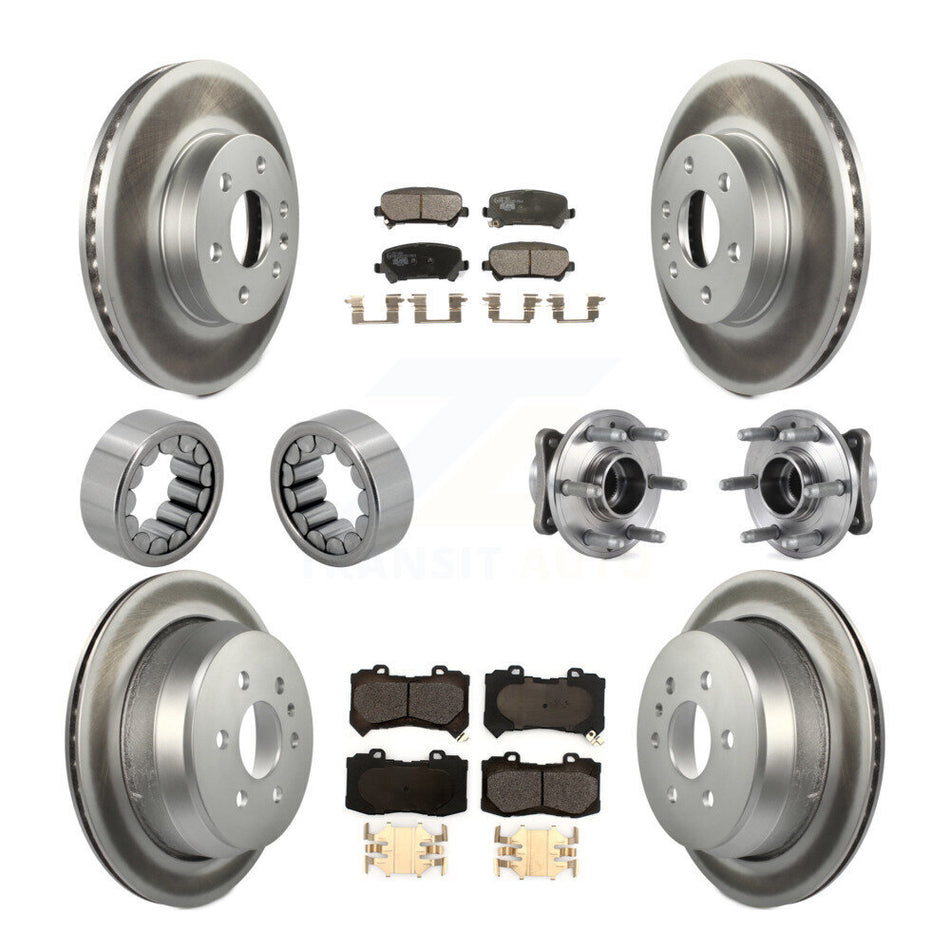 Front Rear Hub Bearing Coated Brake Rotor Pads Shoe Kit (10Pc) For Chevrolet Colorado GMC KBB-114042