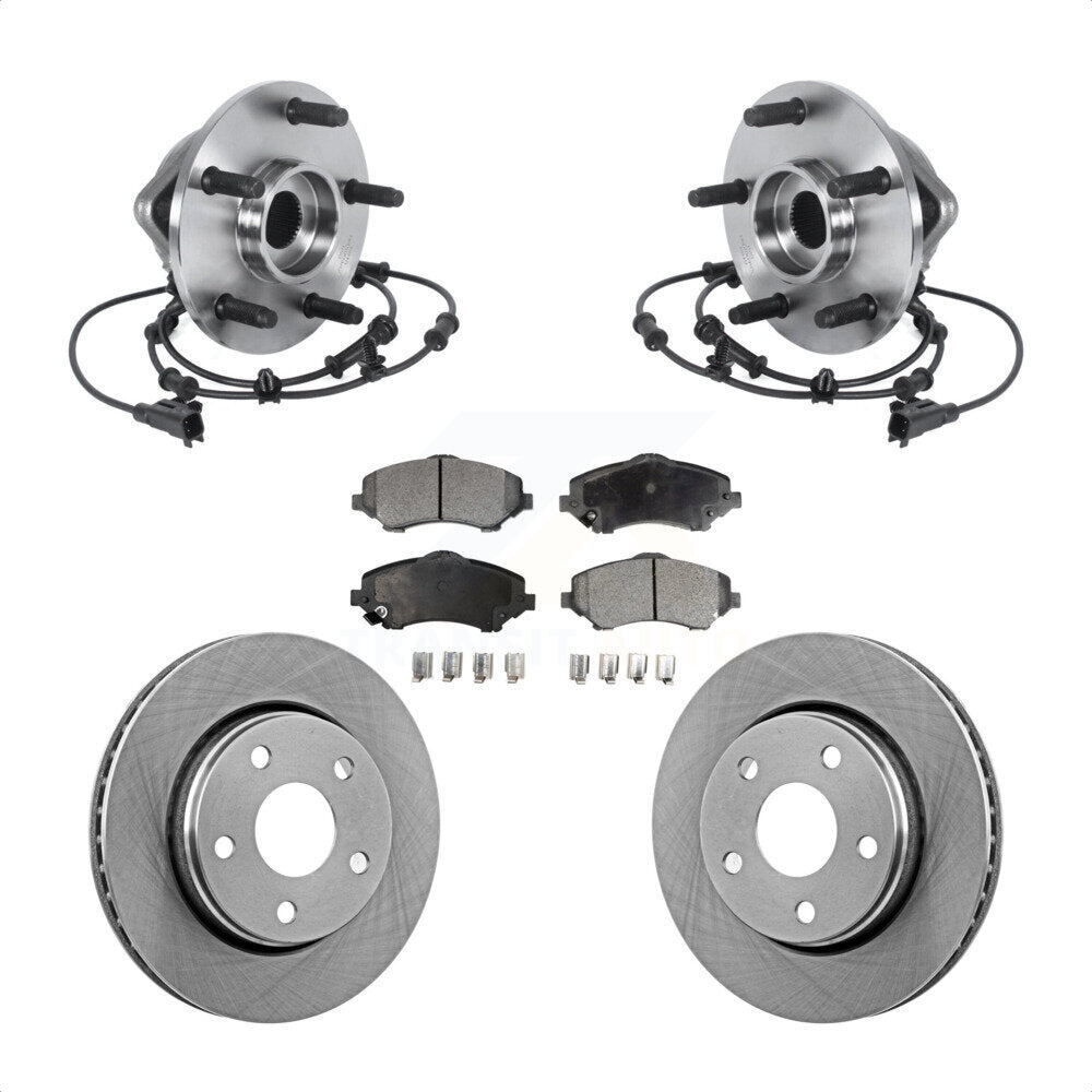 Front Hub Bearing Assembly Disc Brake Rotors And Semi-Metallic Pads Kit For Jeep Wrangler KBB-114057