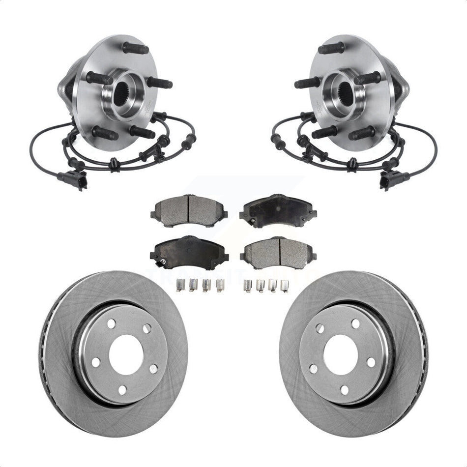 Front Hub Bearing Assembly Disc Brake Rotors And Semi-Metallic Pads Kit For Jeep Wrangler KBB-114057