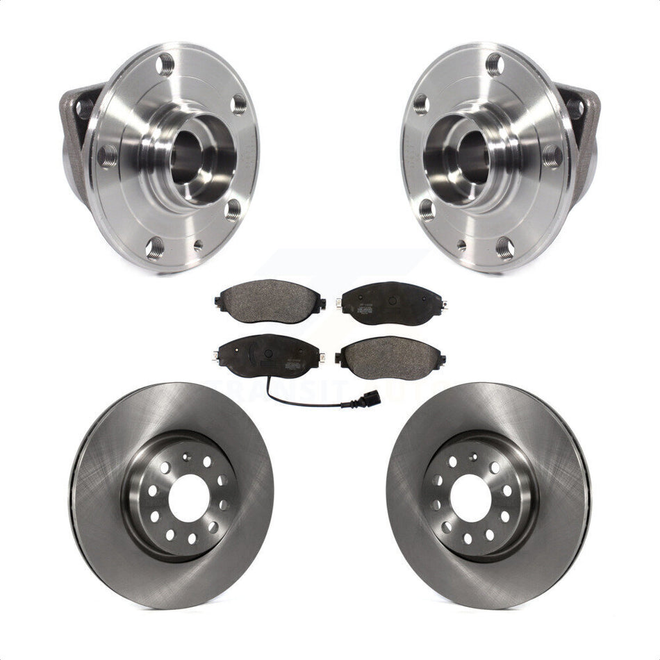 Front Hub Bearing Assembly With Disc Brake Rotors And Semi-Metallic Pads Kit For 2015 Volkswagen GTI Performance Package KBB-114058