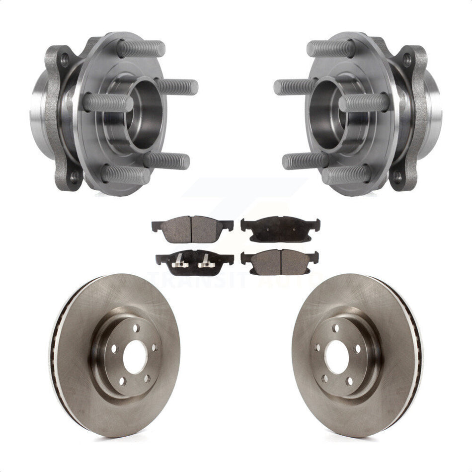 Front Hub Bearing Assembly With Disc Brake Rotors And Semi-Metallic Pads Kit For Ford Edge KBB-114061