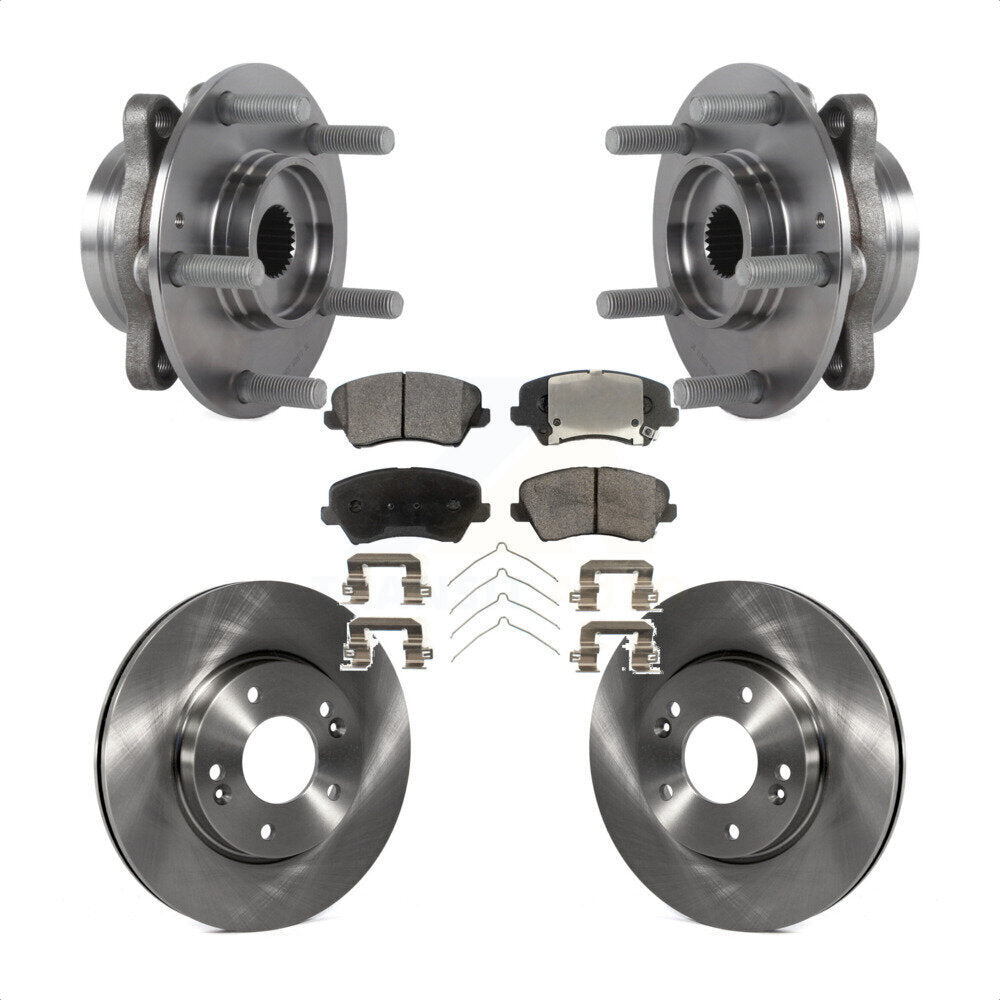 Front Hub Bearing Assembly Disc Brake Rotors And Pads Kit For Hyundai Veloster Elantra GT KBB-114072