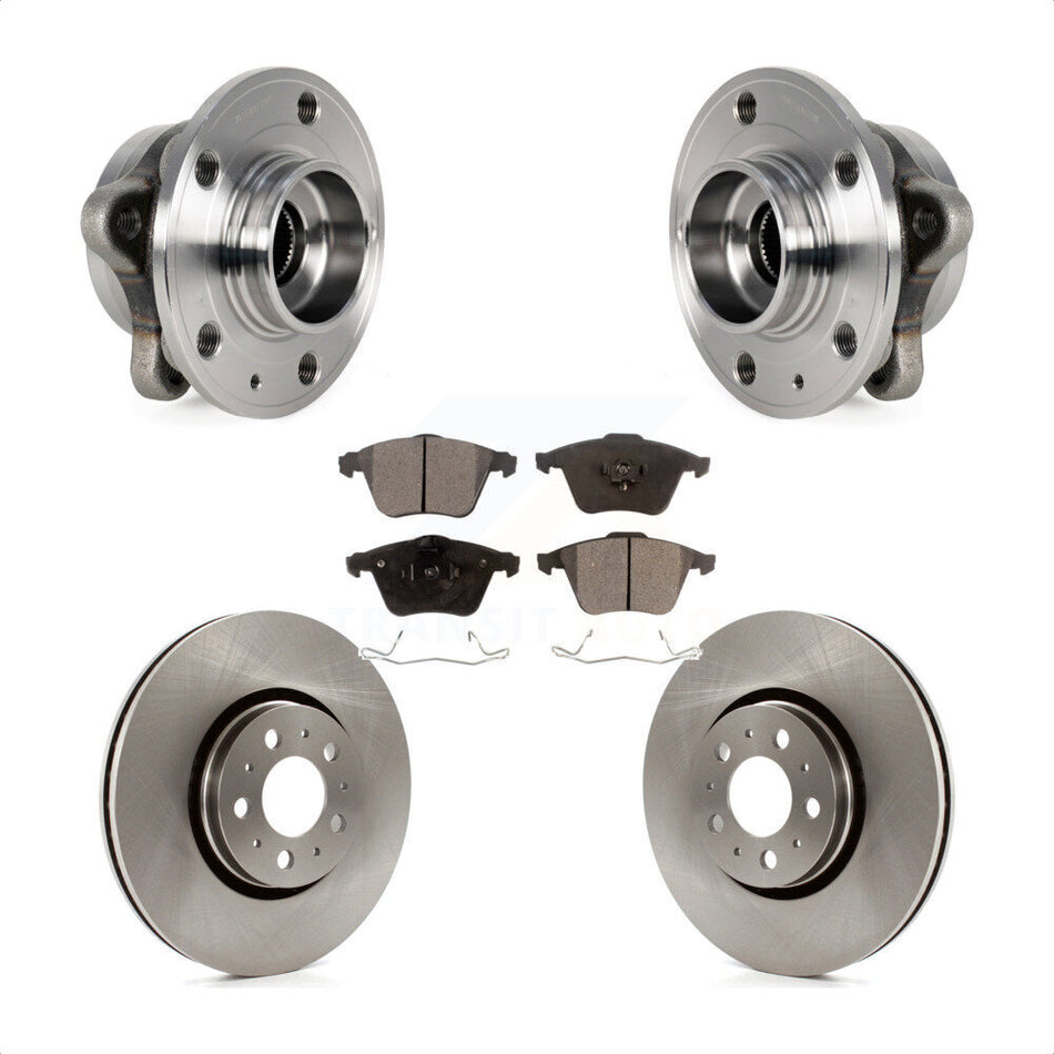 Front Hub Bearing Assembly With Disc Brake Rotors And Semi-Metallic Pads Kit For 2008-2014 Volvo XC90 316mm Diameter Rotor KBB-114076