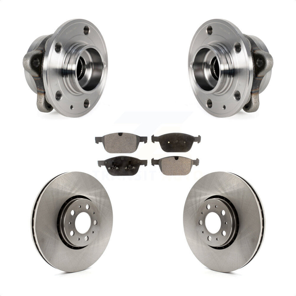 Front Hub Bearing Assembly With Disc Brake Rotors And Semi-Metallic Pads Kit For 2008-2014 Volvo XC90 328mm Diameter Rotor KBB-114078