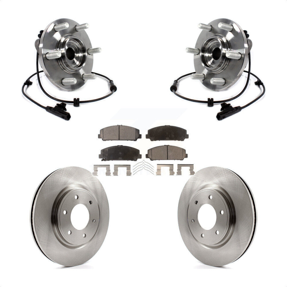Front Hub Bearing Assembly With Disc Brake Rotors And Semi-Metallic Pads Kit For INFINITI Nissan Armada QX80 QX56 KBB-114084